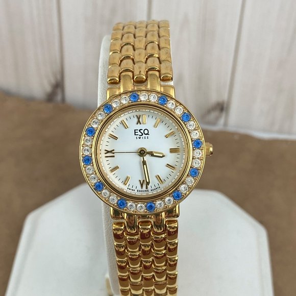 SOLD. Vintage Exquisite Movado EAQ Swiss Watch with 5 Removable Crystal Bezels - Picture 4 of 16